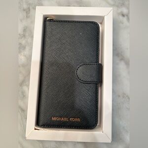 Michael Kors Charcoal Textured Folio Phone Case Wallet iPhone 7